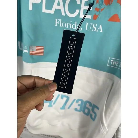 The Birth Place Sweatshirt Set Men's Medium Hoodie Joggers 24/7 365 USA - Picture 4 of 13